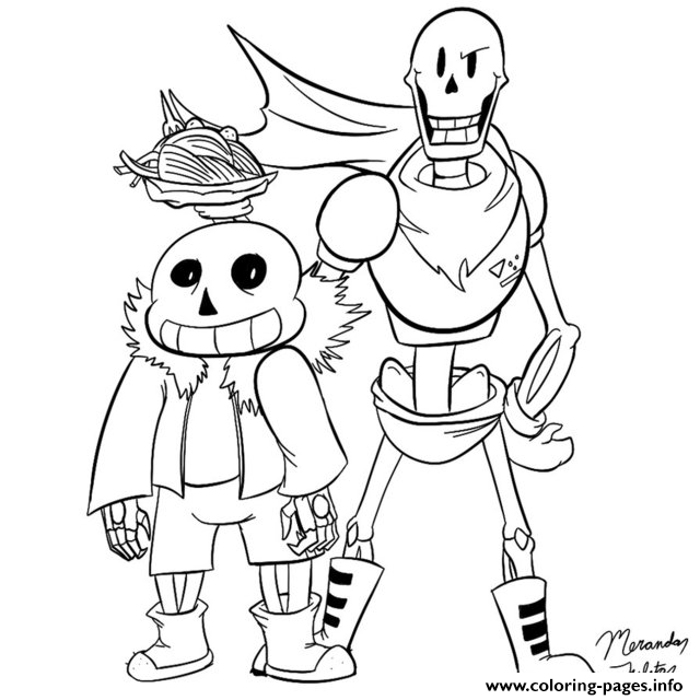 Sans And Papyrus By Dragonfire1000  coloring